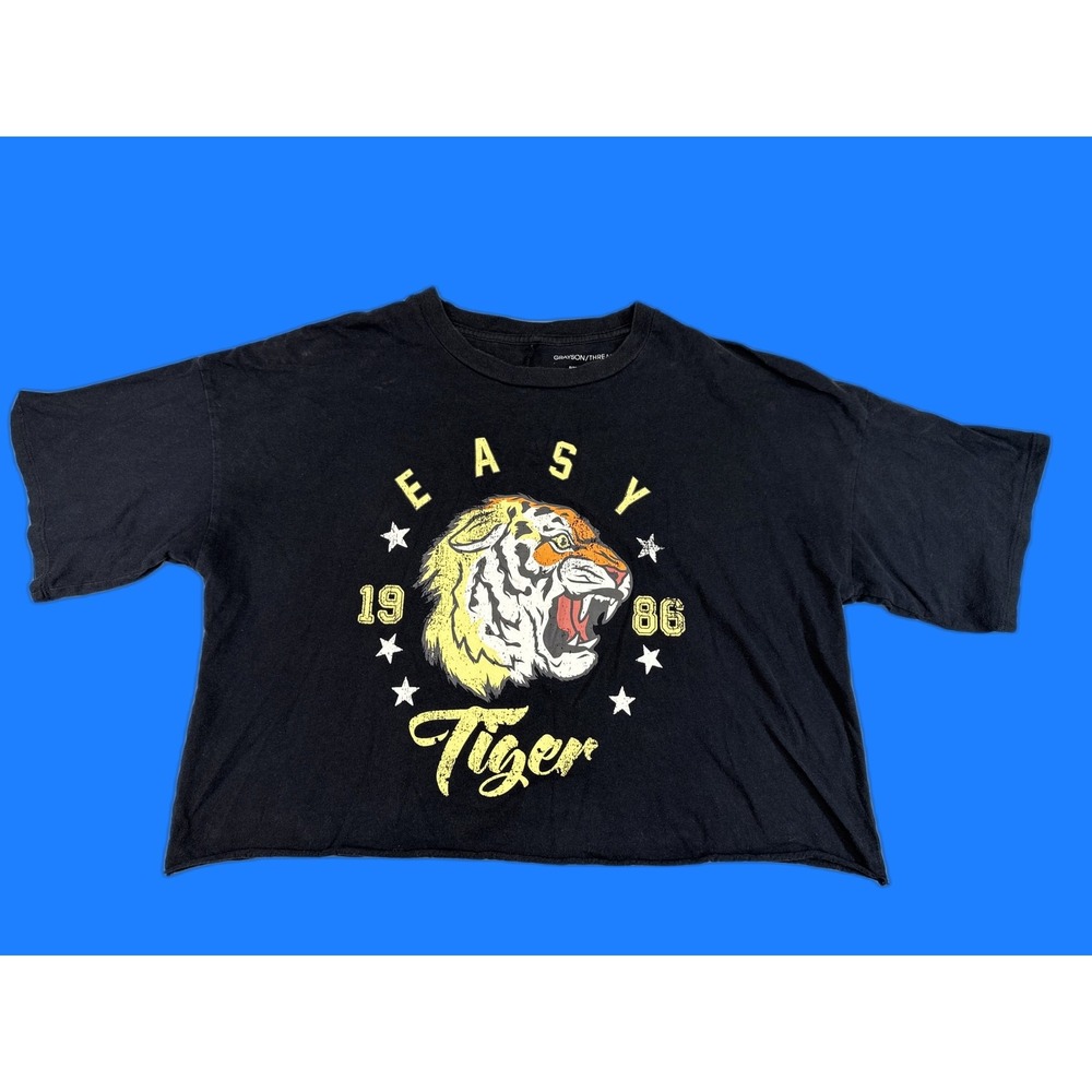 GRAYSON THREADS Easy Tiger Black XL 100% Cotton Graphic Tee Regular Fit